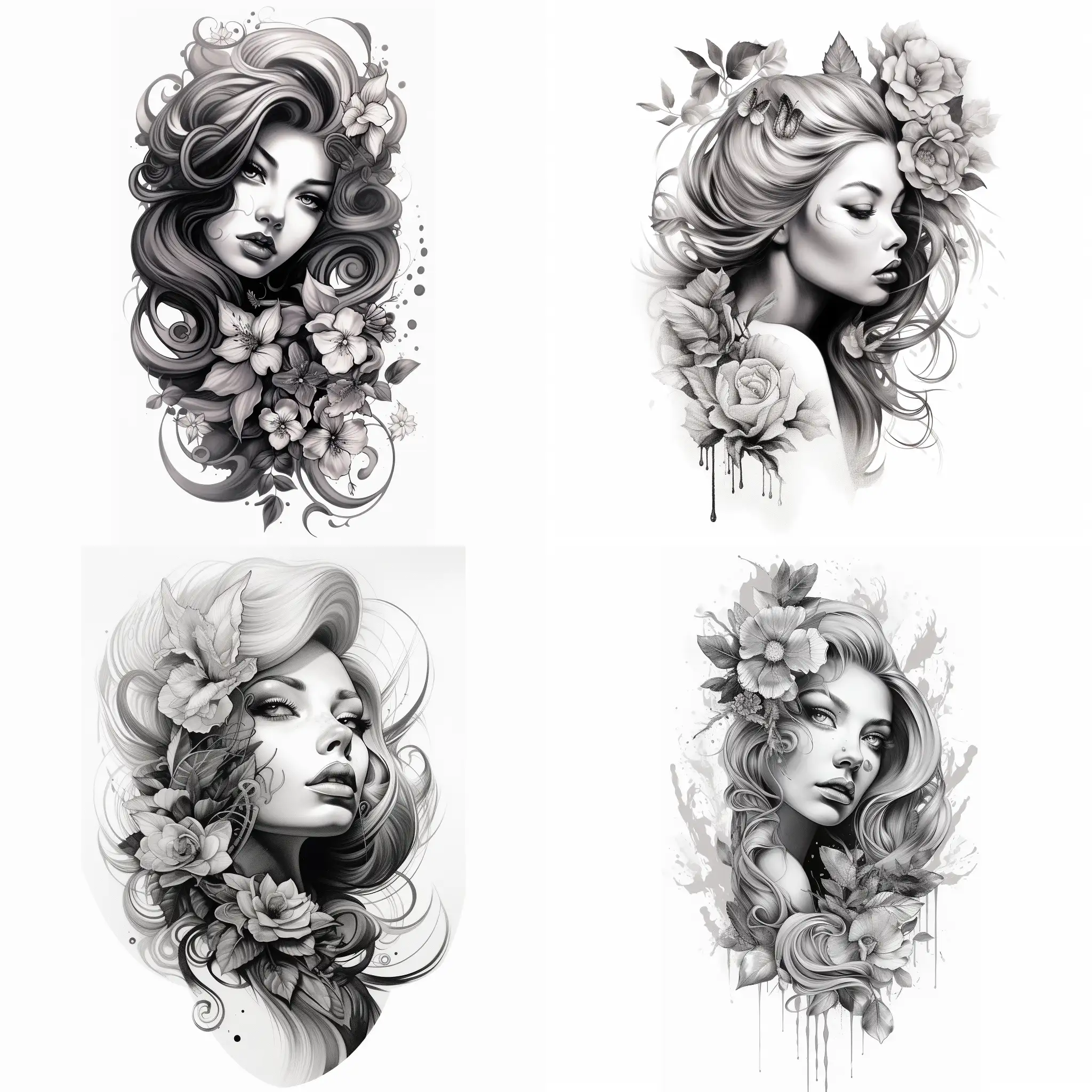 professional tattoo design black and white or color