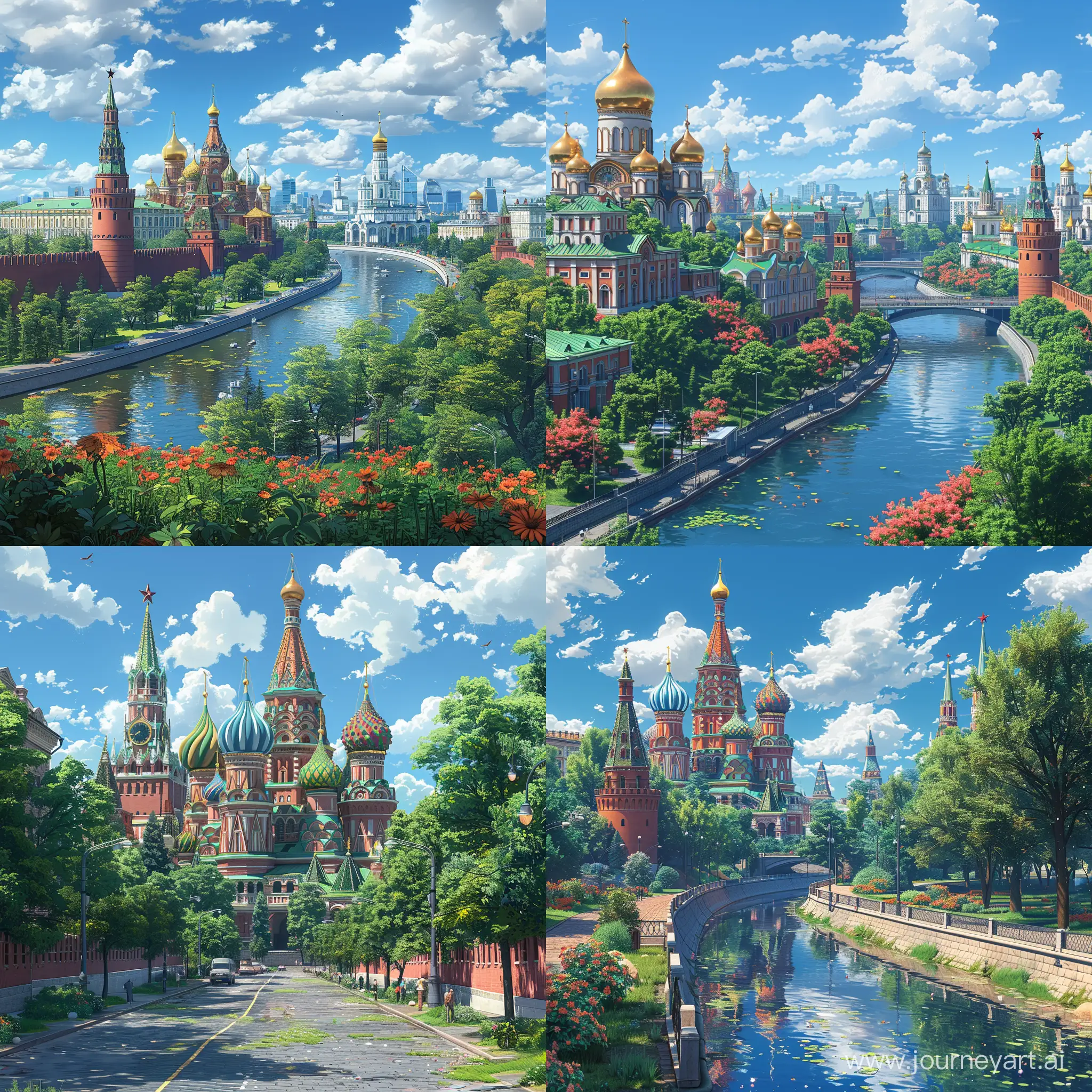 Futuristic Moscow, cartoon in anime style --stylize 1000