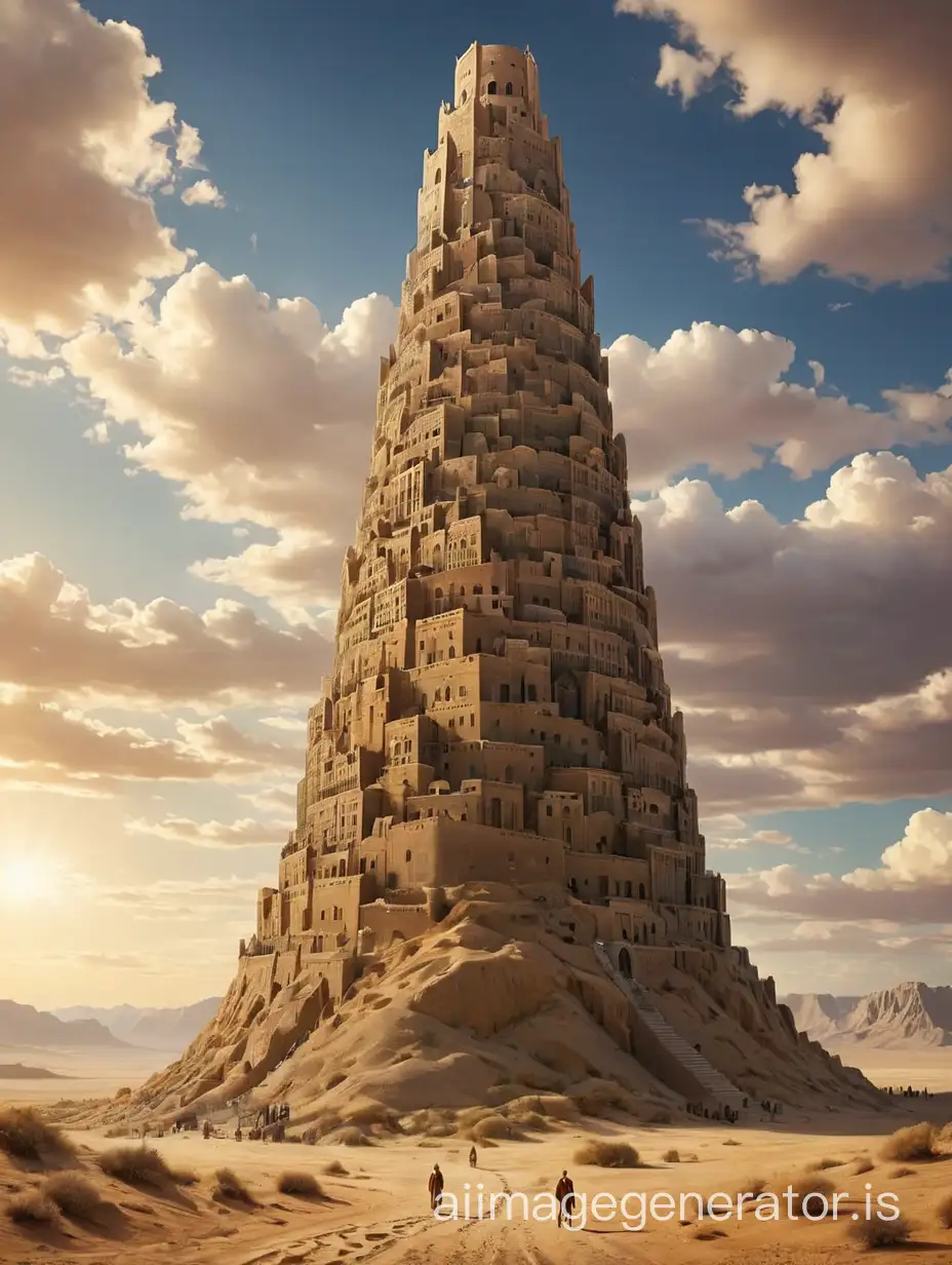 Imaginary Tower of Babel in the middle of the desert