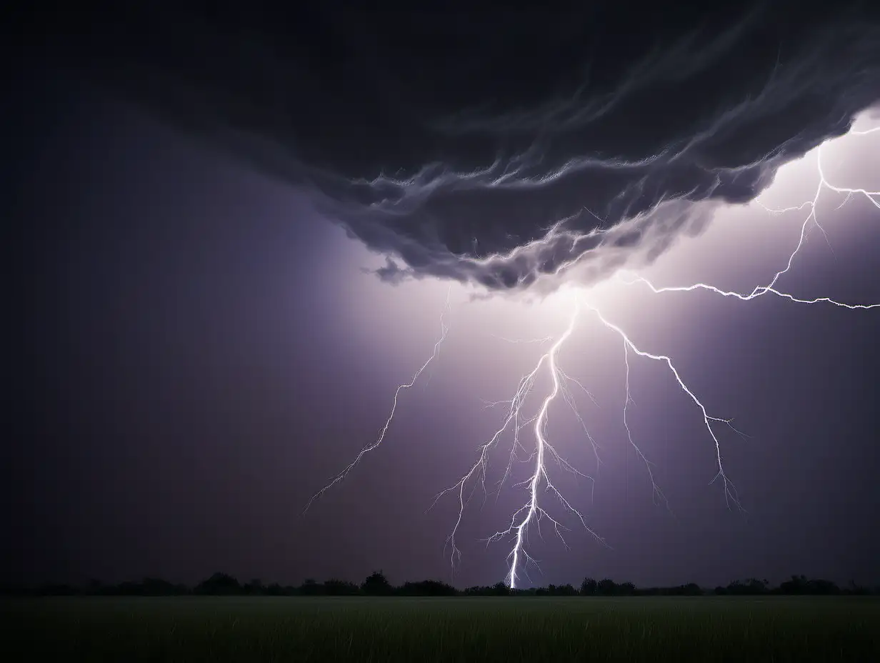 Dramatic Lightning Storm in Night Sky