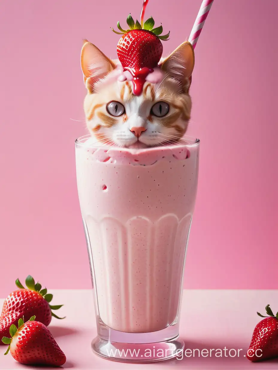 Whimsical-Strawberry-Cat-Milkshake-Delight