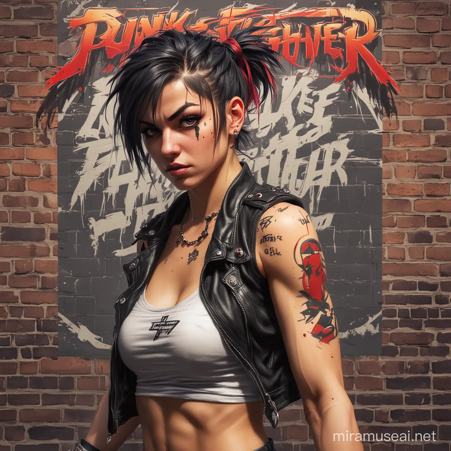 Urban Punk Street Fighter Girl with a Disheveled Look