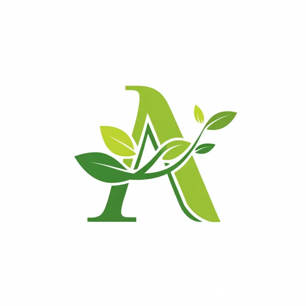 logo, green letter A, using gum leaves to make the A, one letter, leaves on one side only, australian colors, with the text "A", typography, be used in Home Family industry