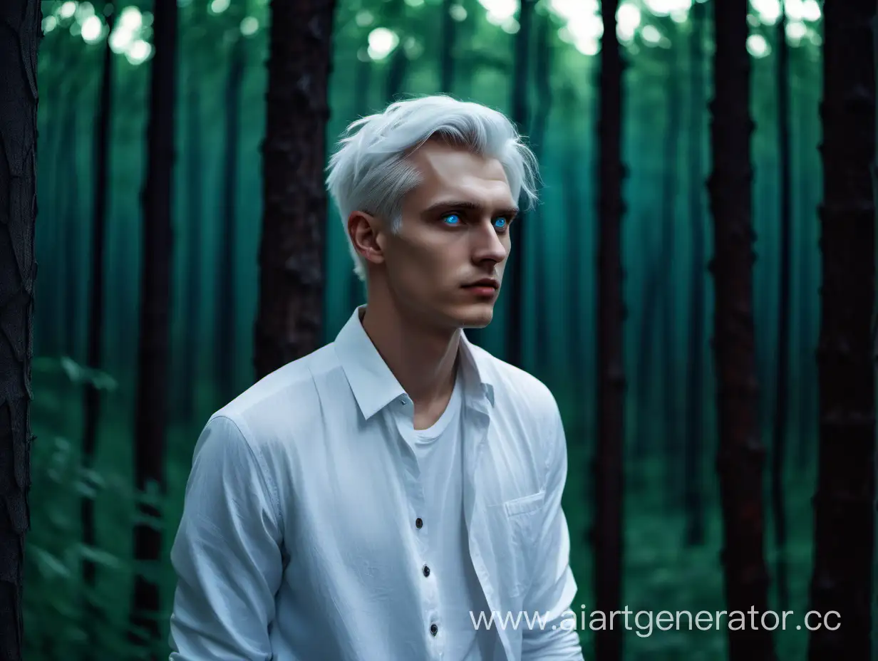 Modern-Russian-Man-with-Blue-Eyes-in-White-Night-Forest