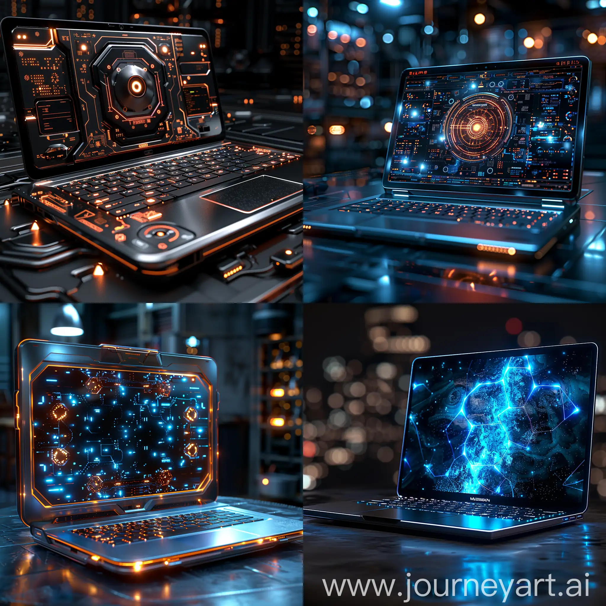 Futuristic-Stainless-Steel-Laptop-with-Cybernetic-Elements