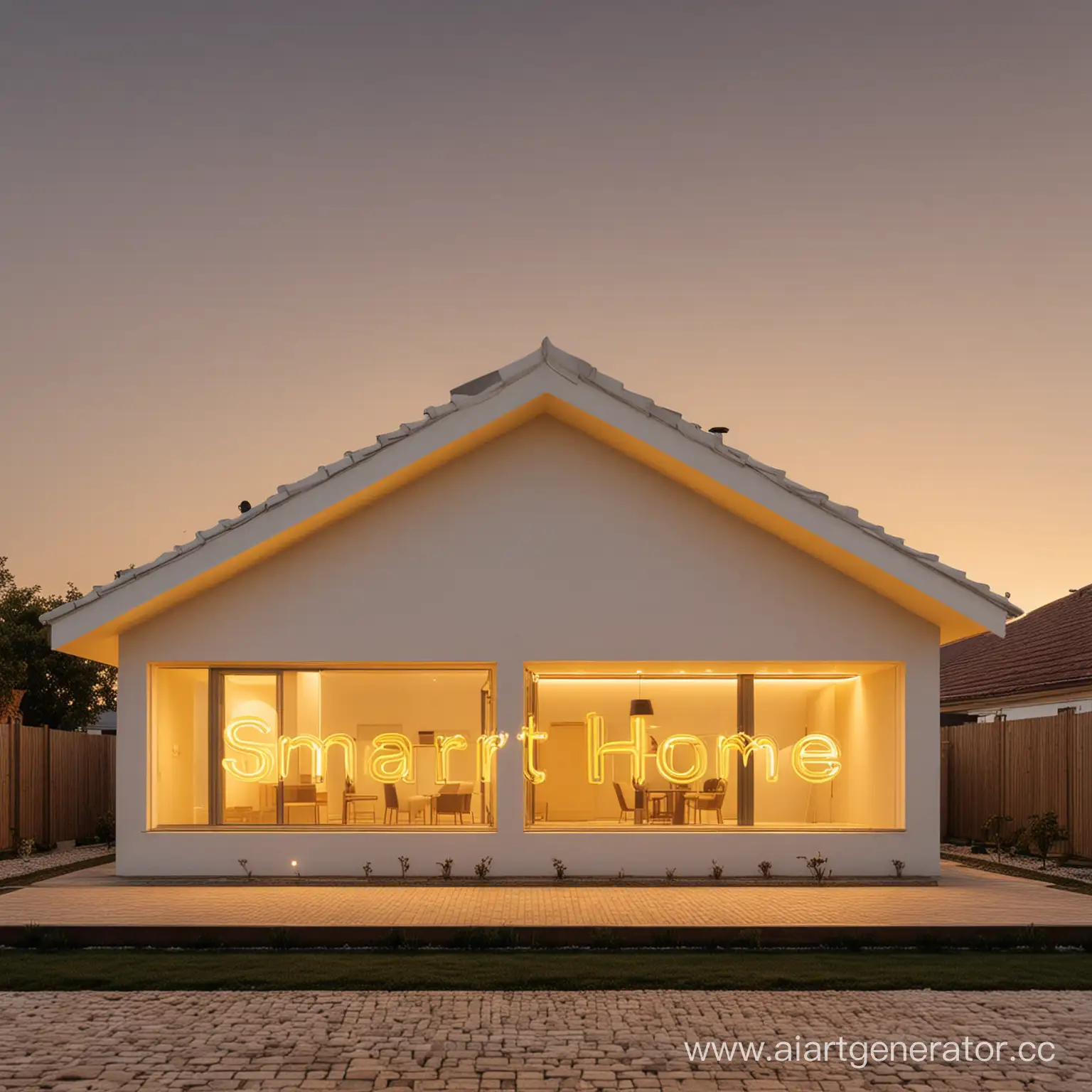 Cozy-Smart-Home-Minimalist-House-with-Smart-HOME-Illuminated-in-Yellow-Light