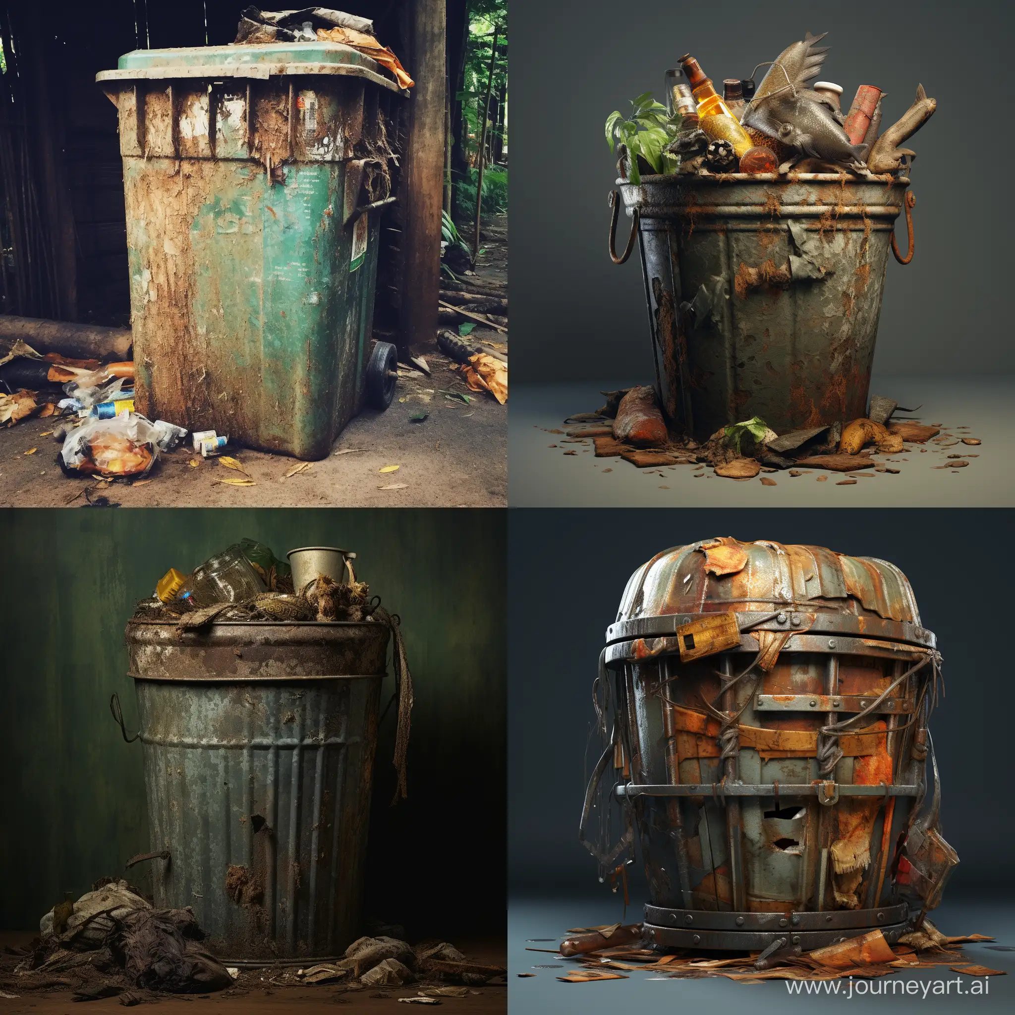 Overflowing-Waste-Bin-with-Abandoned-Items