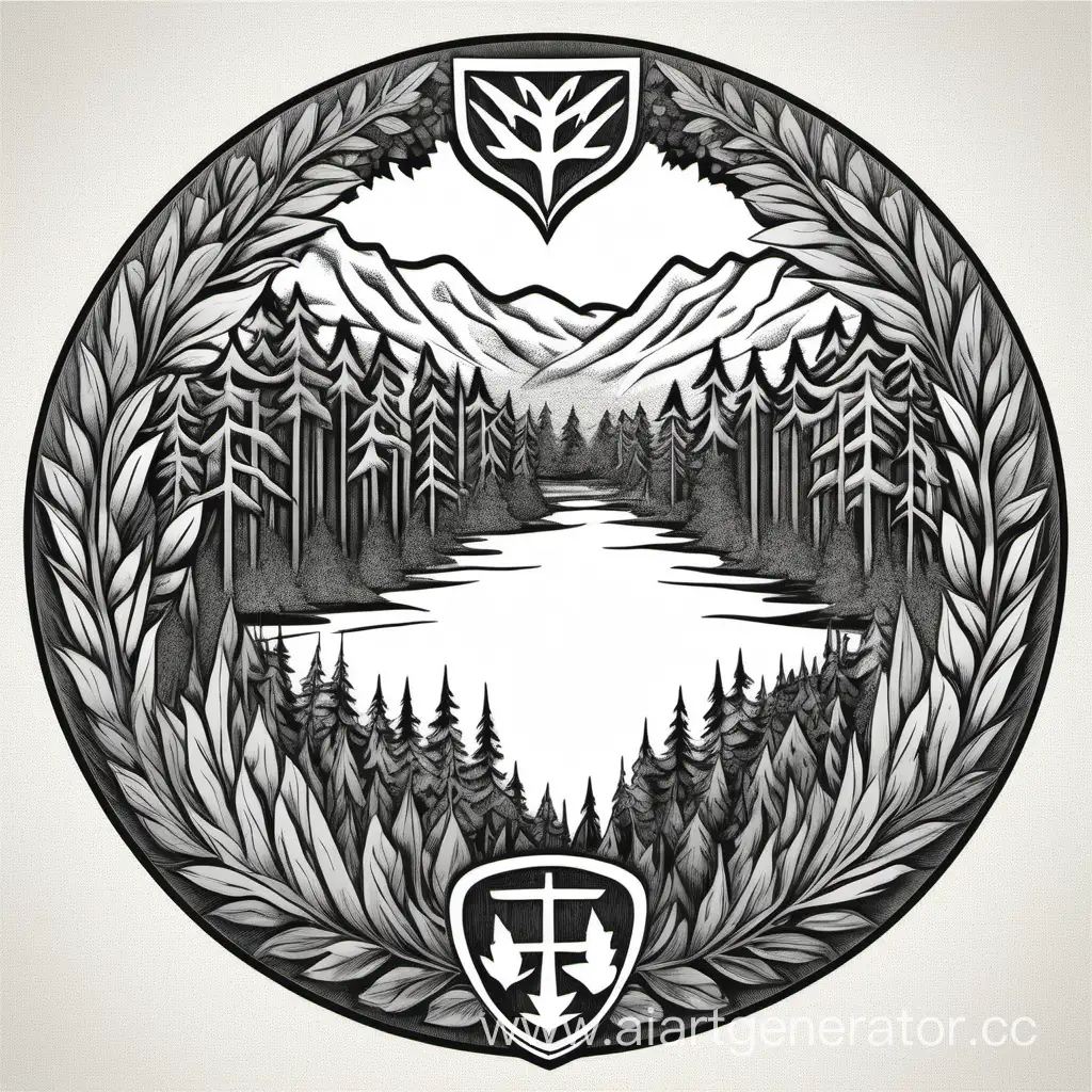 нарисовать символ герб Тайги и смешанных широколиственных лесов