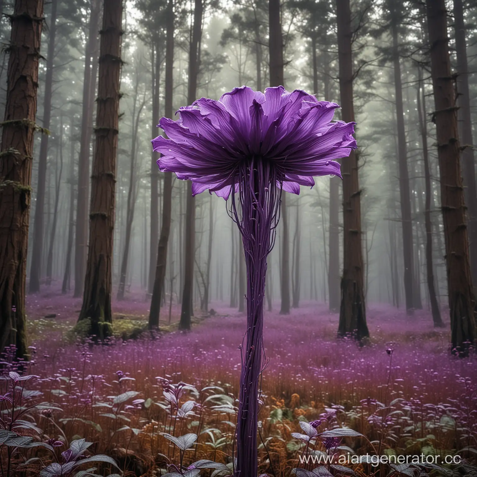 Majestic-Purple-Extraterrestrial-Flower-Amidst-Forest-Canopy
