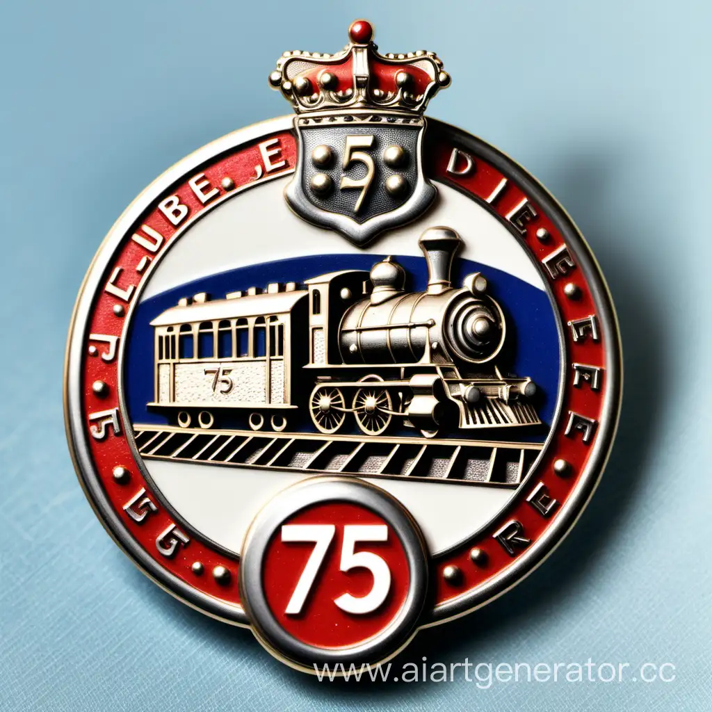 юбилейный значок со знаком 75лет с поездом
