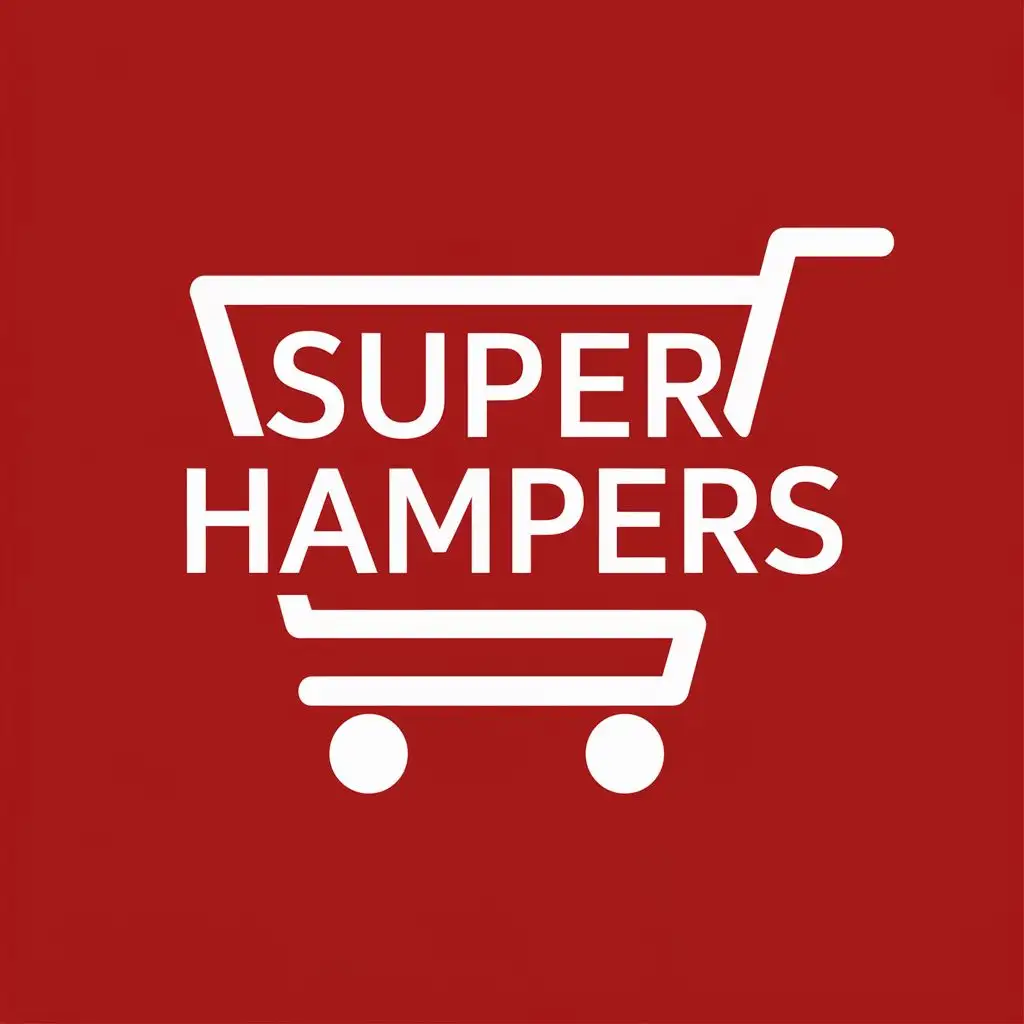 LOGO-Design-For-Super-Hampers-Elegant-Shopping-Cart-Typography-in-Retail