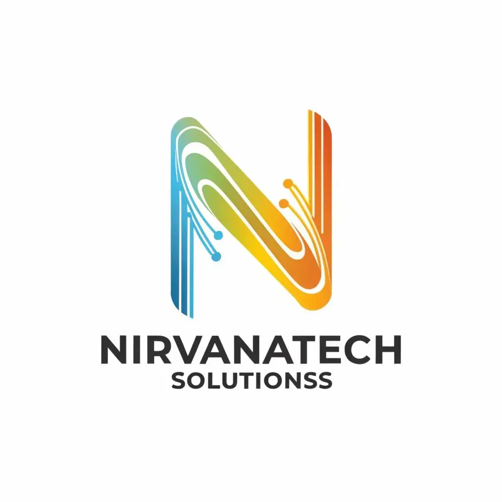 logo, N T, with the text "NirvanaTech Solutions", typography, be used in Technology industry