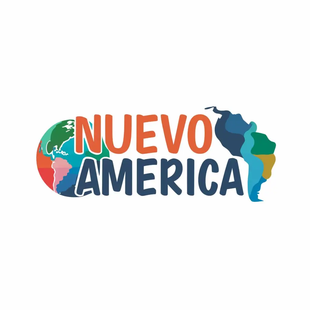 a logo design,with the text "nuevoamerica", main symbol:South America,Moderate,be used in Travel industry,clear background