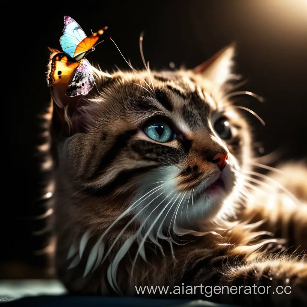 Dramatic-HD-4K-Image-of-a-Kitty-with-a-Butterfly-on-Its-Nose