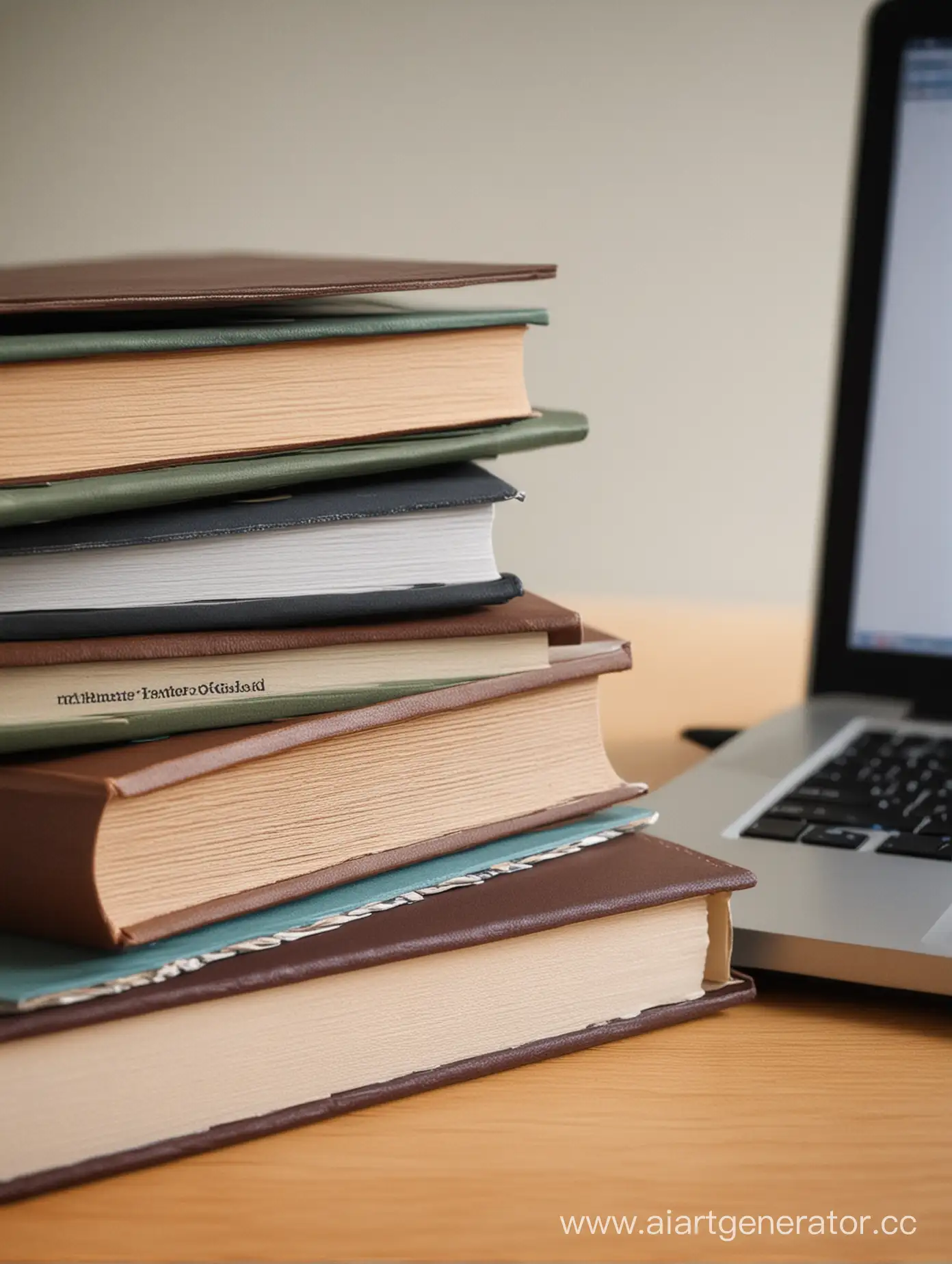 Closeup-of-Laptop-and-Books-on-a-Desk-with-Natural-Lighting