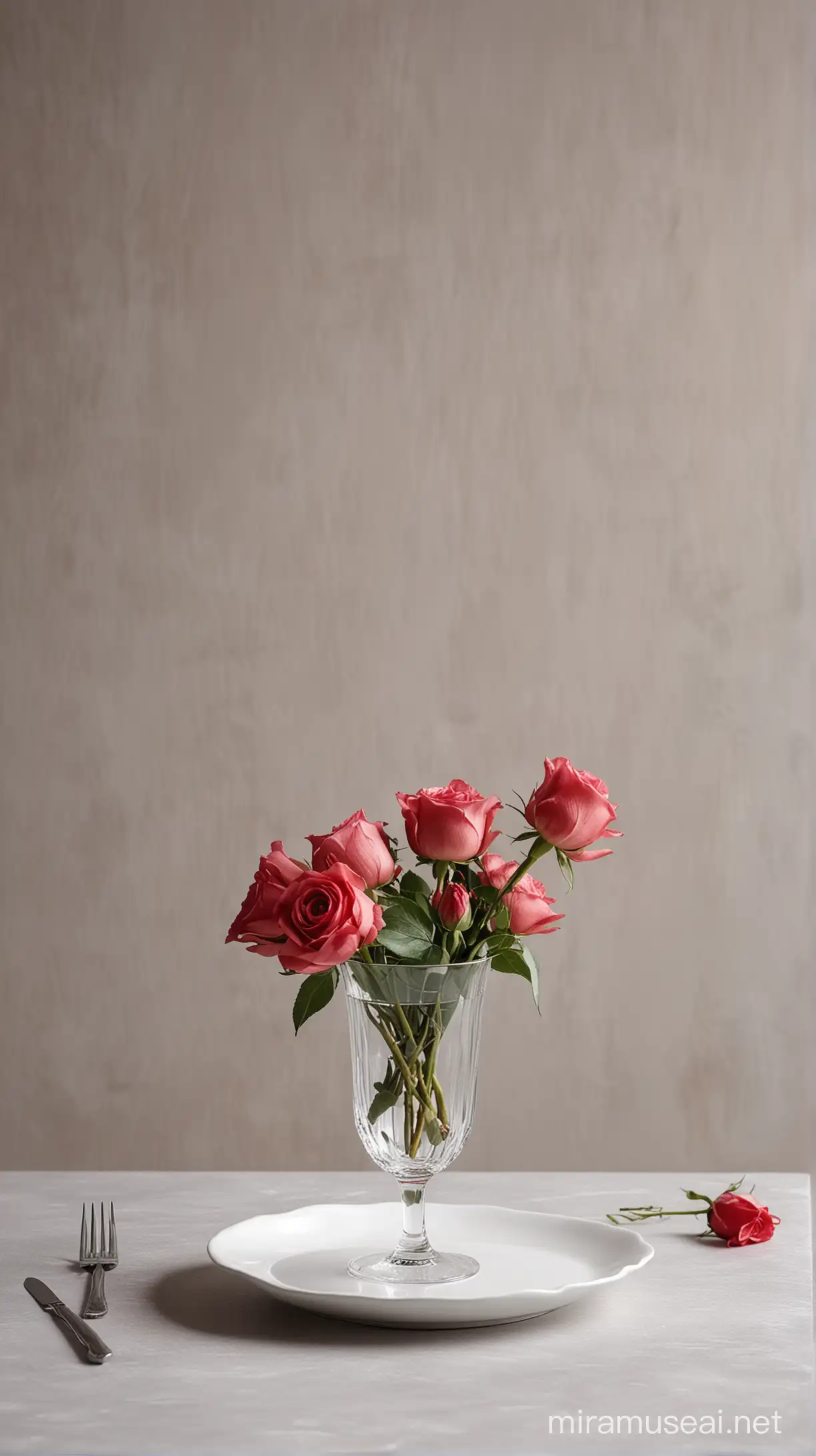 Elegant Red Wine and Roses Table Setting