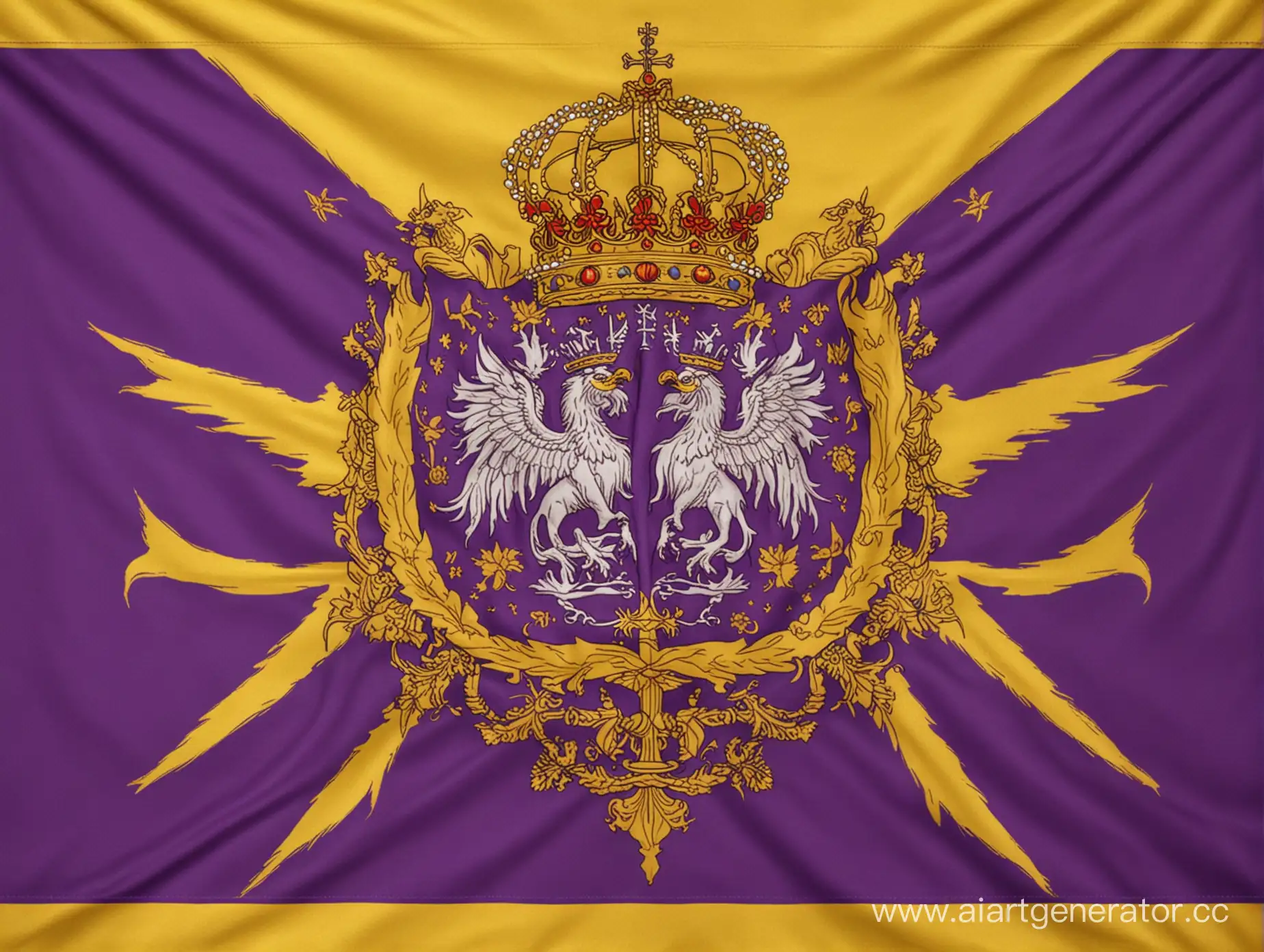 Флаг монархического государства, жёлто-фиолетовые цвета