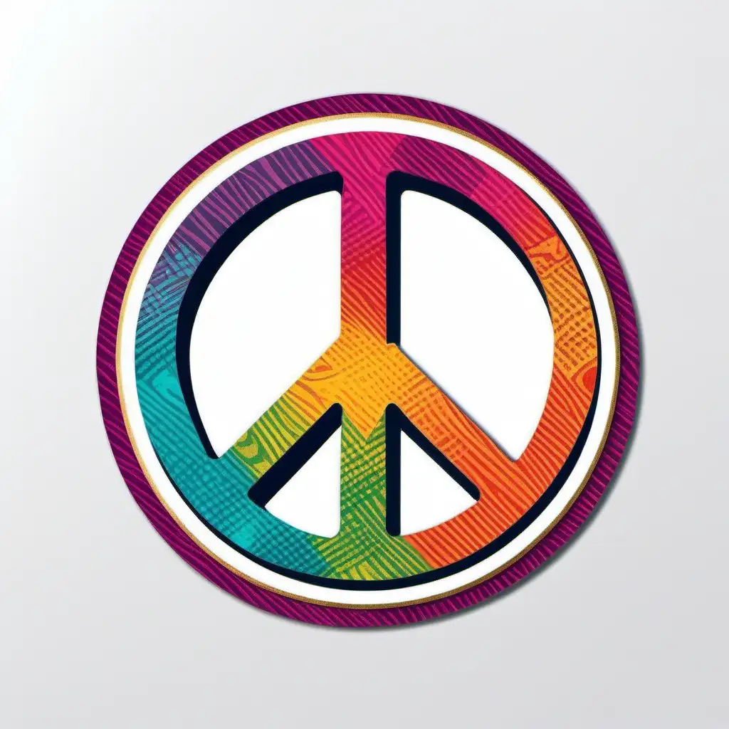 Bold and Contrasting Peace Sign Stickers with Unique Textures on White Background