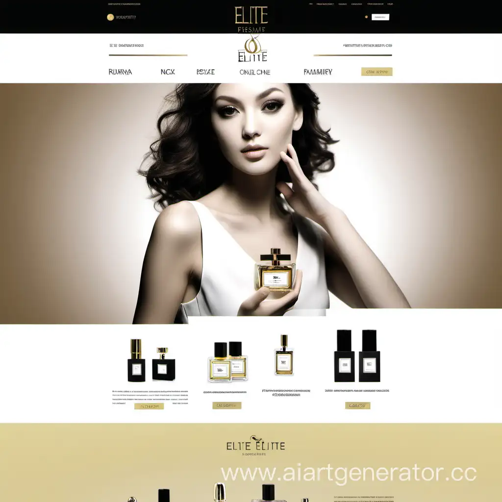 Современный внешний вид 
главной страницы  для интернет магазина элитной парфюмерии