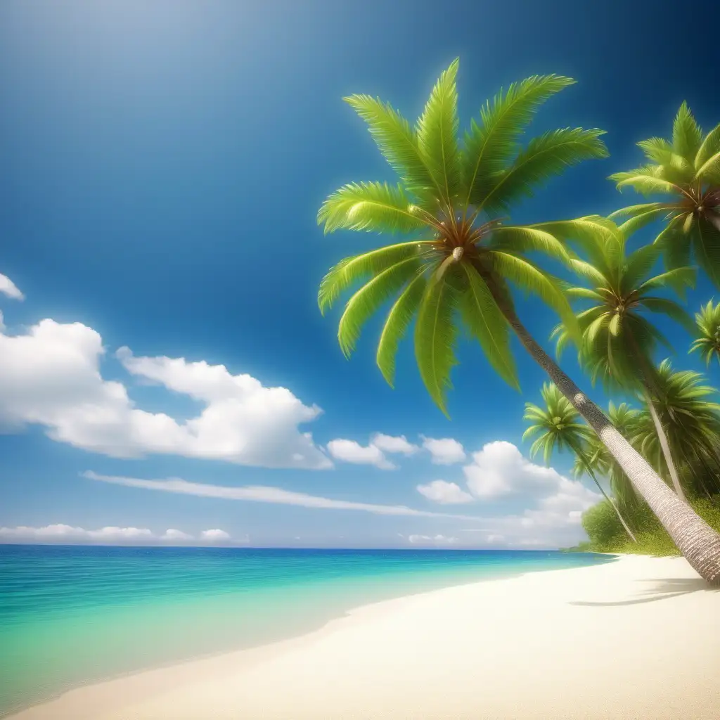 paradise beach with palm trees