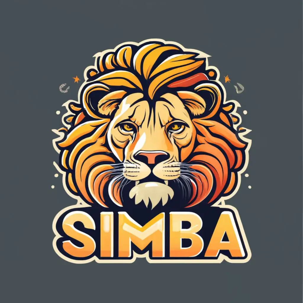 logo, lion front view, with the text "simba advertising", typography, be used in Animals Pets industry