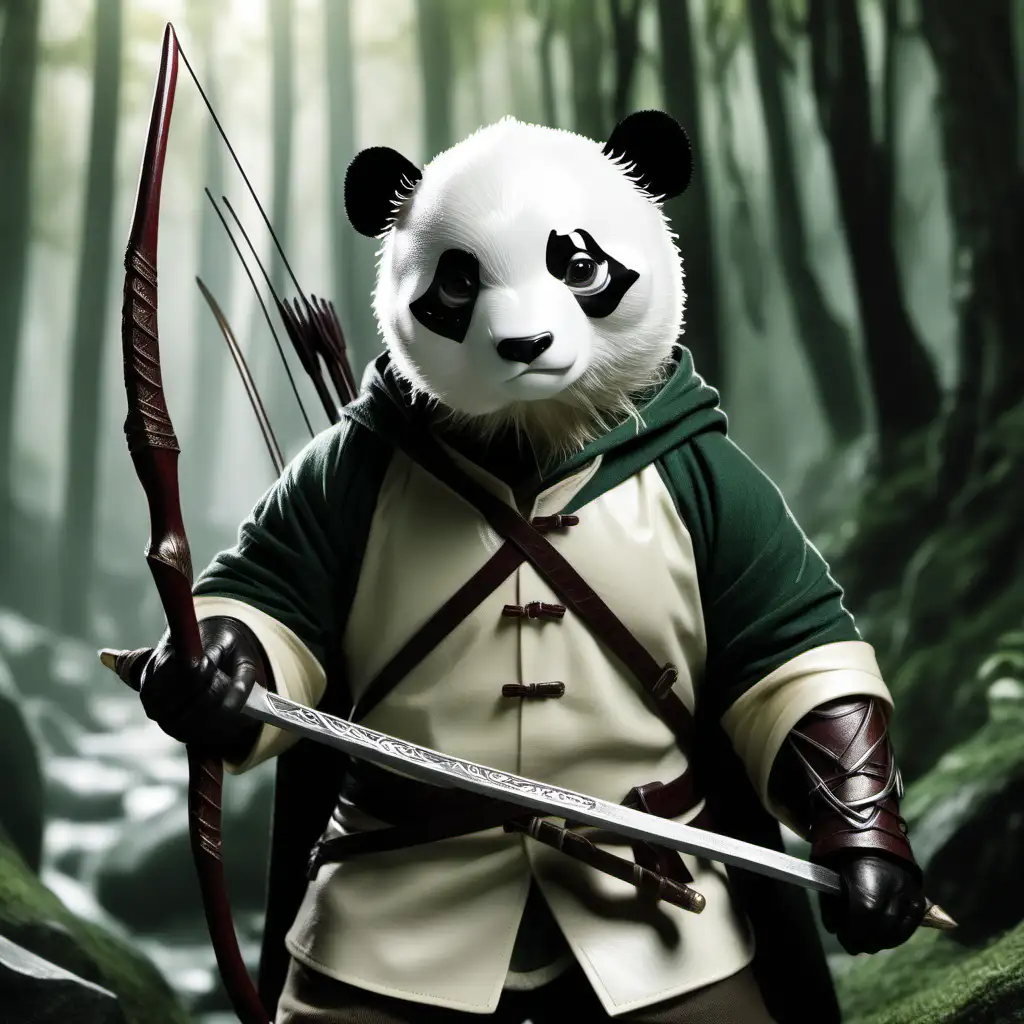 Majestic Panda Warrior Inspired by Legolas from Lord of the Rings