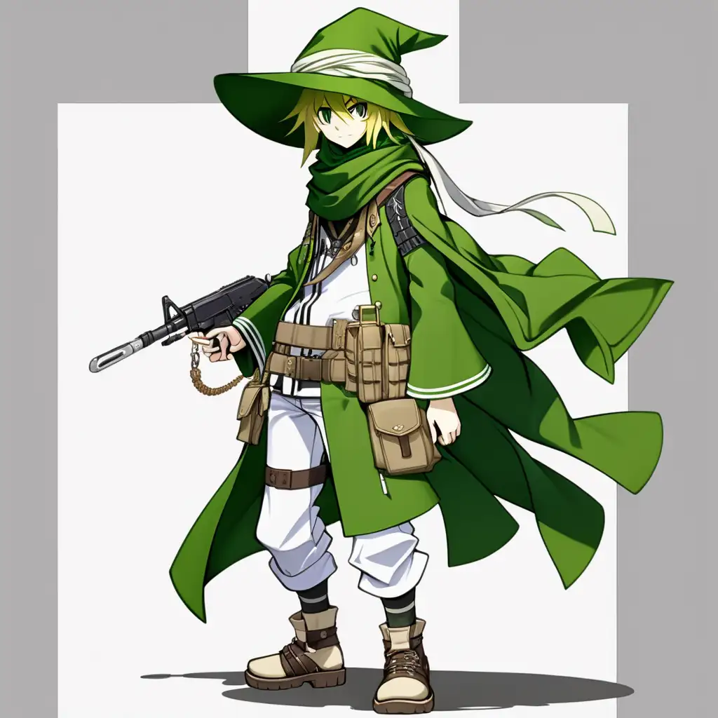 snufkin wearing shemagh, wearing surplus czech m60 gear, full body view, elsword artstyle