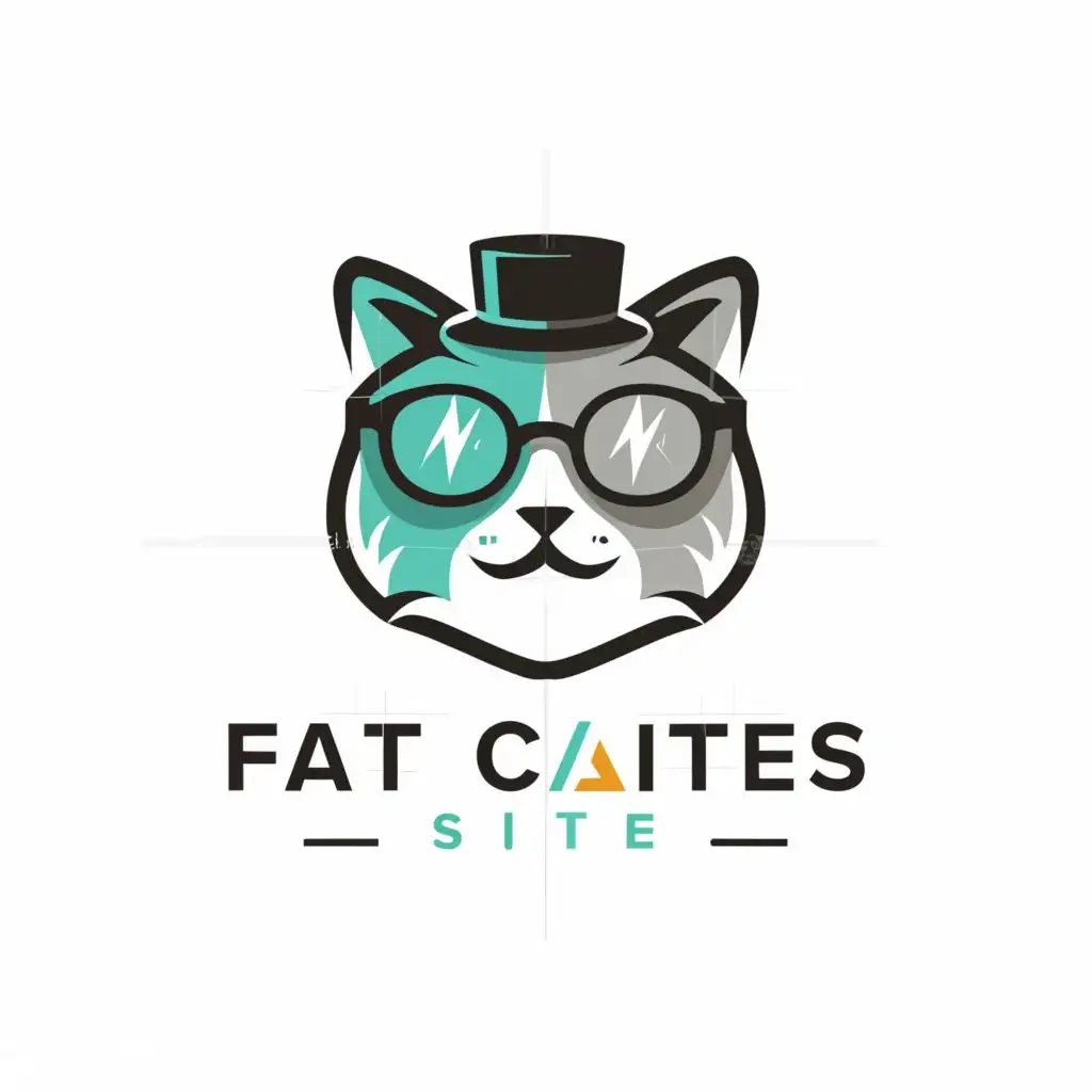 a logo design,with the text "Fat Cat Sites", main symbol:wealthy cat in a cute icon style, use black, white, and teal colors,Minimalistic,clear background