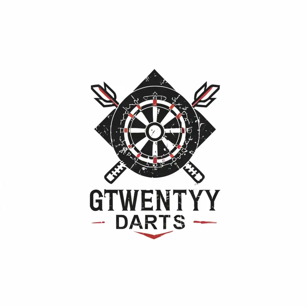 a logo design,with the text "G Twentyy Darts", main symbol:a dartboard and darts  / Scottish style,Minimalistic,be used in Retail industry,clear background