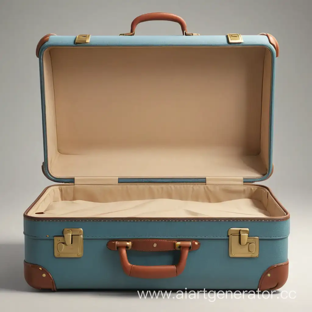 мультяшный пустой открытый чемодан вид спереди