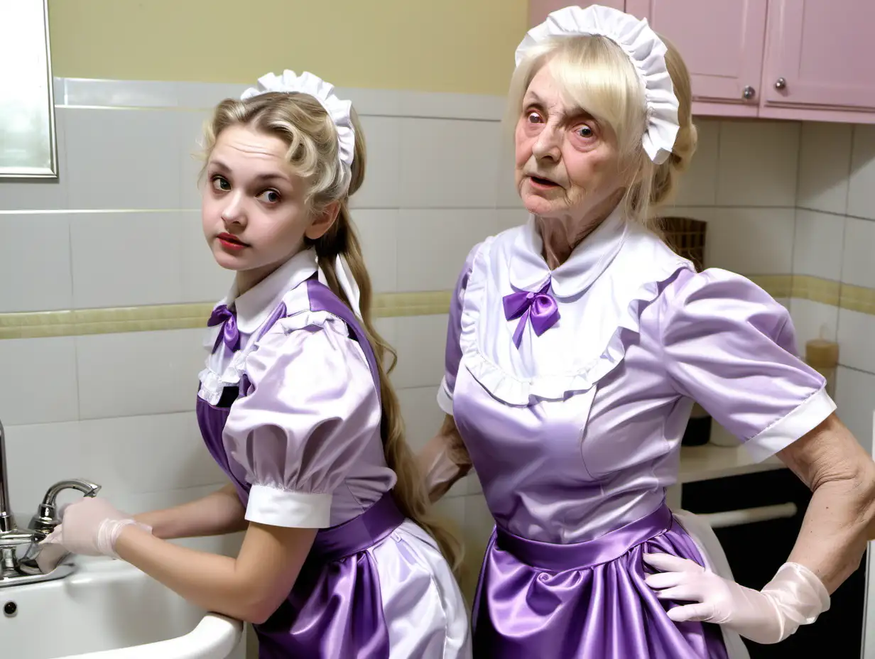 Lilac Satin Maid Uniforms Generations Cleaning Together