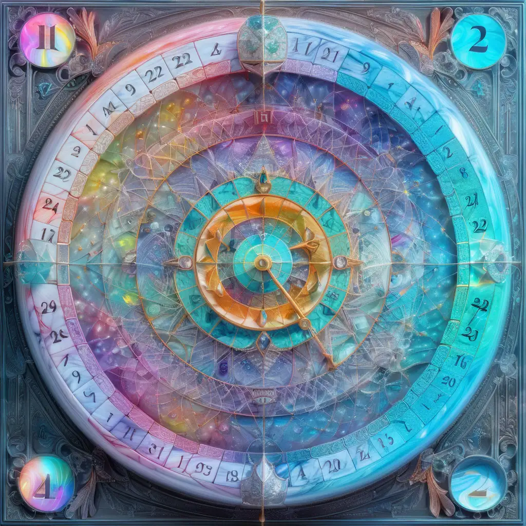 March 2024 Calendar in Marble with Neon and Holographic Details