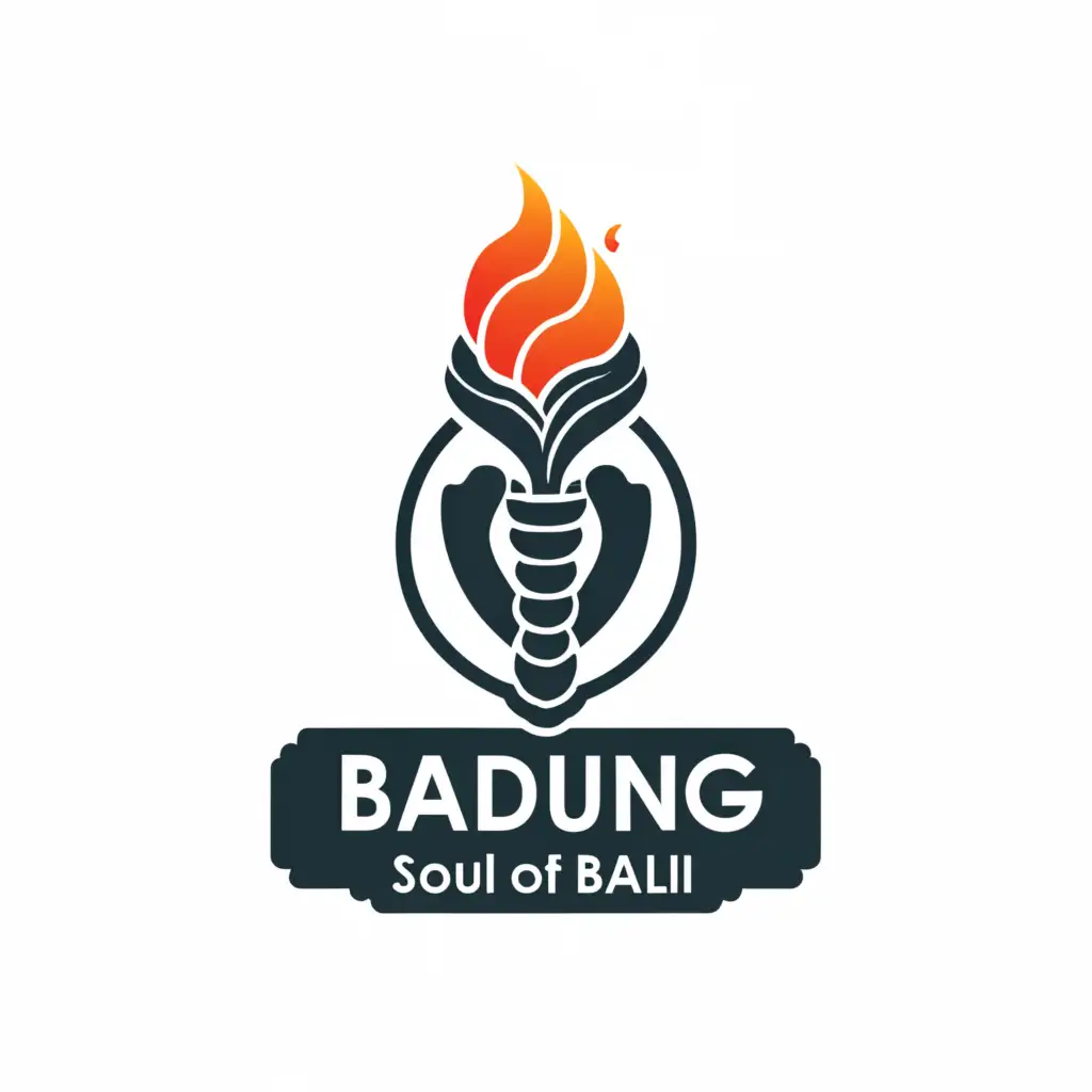 a logo design,with the text "badung soul of bali", main symbol:keris, plumeria, fire,Minimalistic,be used in Travel industry,clear background