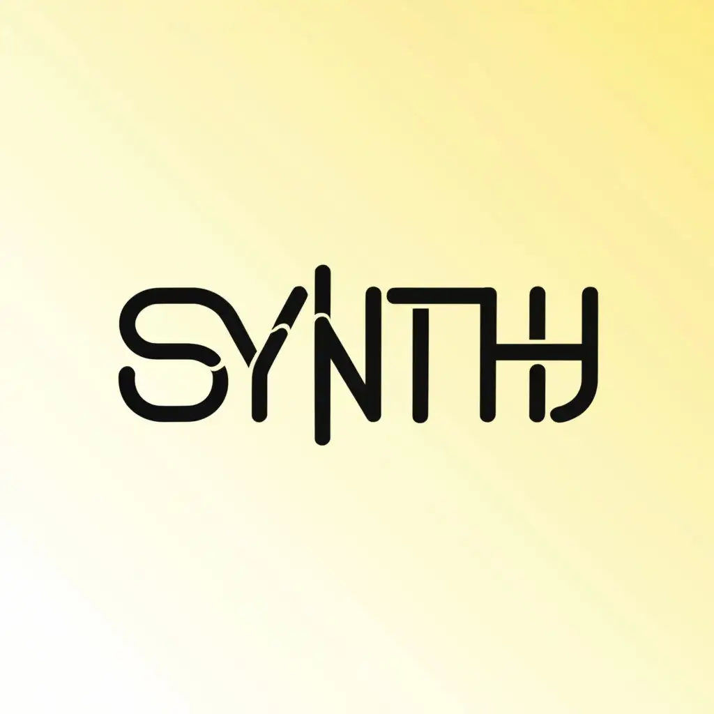 a logo design,with the text "Synth", main symbol:minimalistic symbol, yellow background, easy to read, please pay attention to spelling,Minimalistic,be used in Entertainment industry,clear background