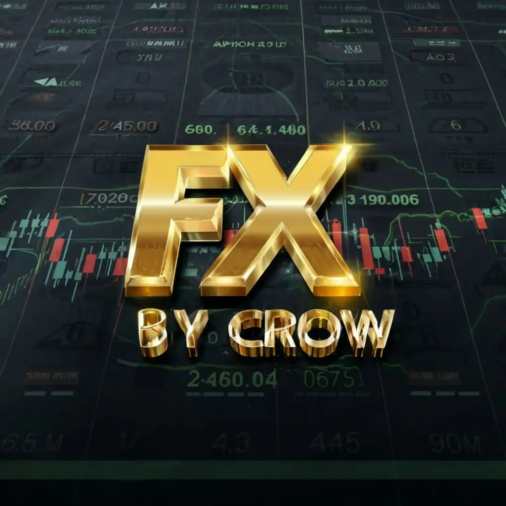 logo, Golden logo 3d futuristic on forex chart expert analysis, with the text "Fx by crow", typography