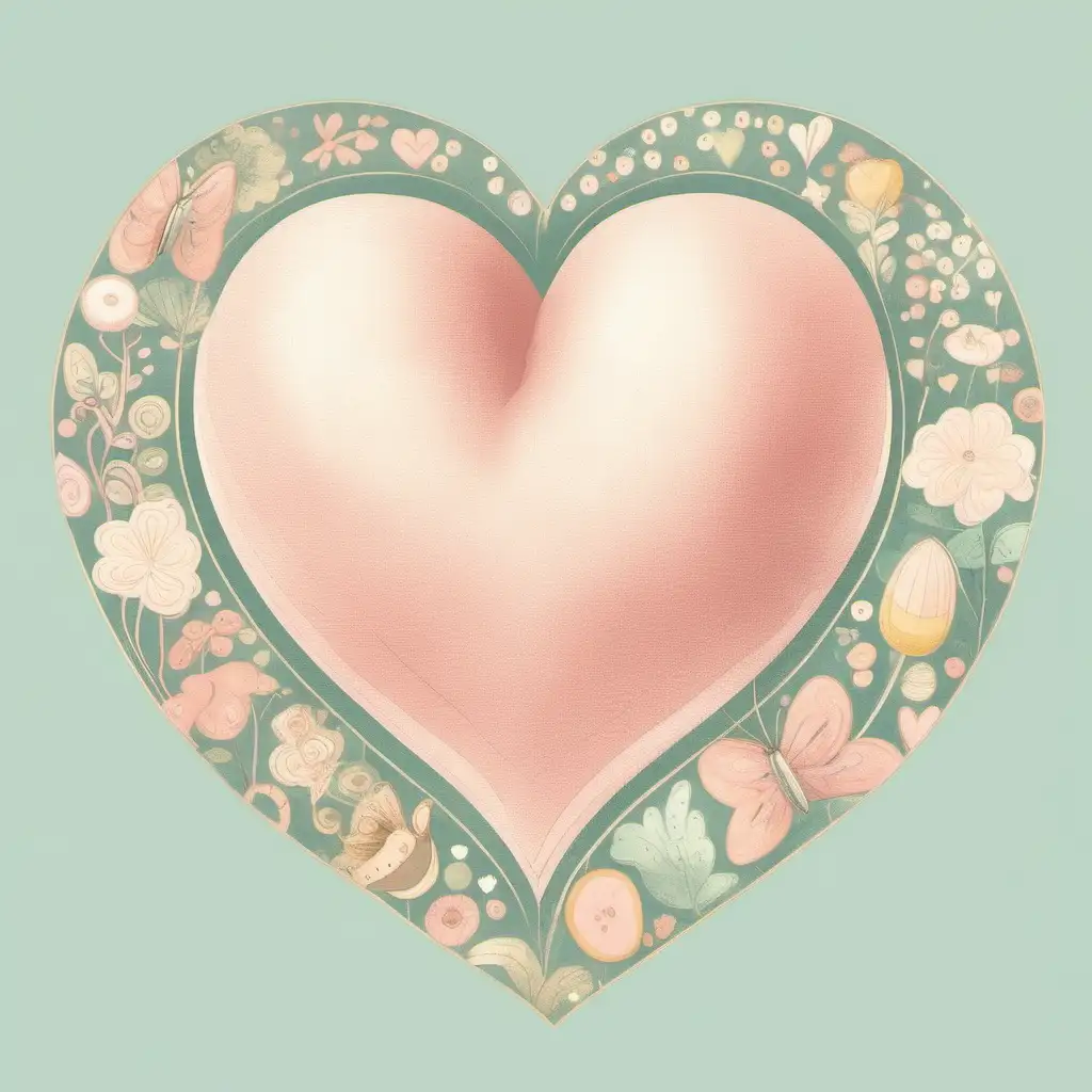 coquette soft,pastel colors,whimsical illustration,heart,incorporate a touch of vintage-inspired vibe