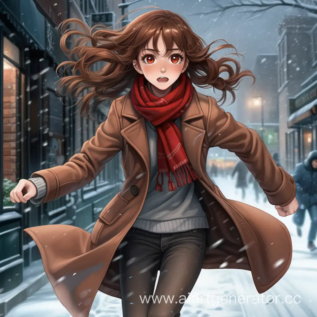 Anime-Escape-Fearful-Girl-in-a-Snowstorm