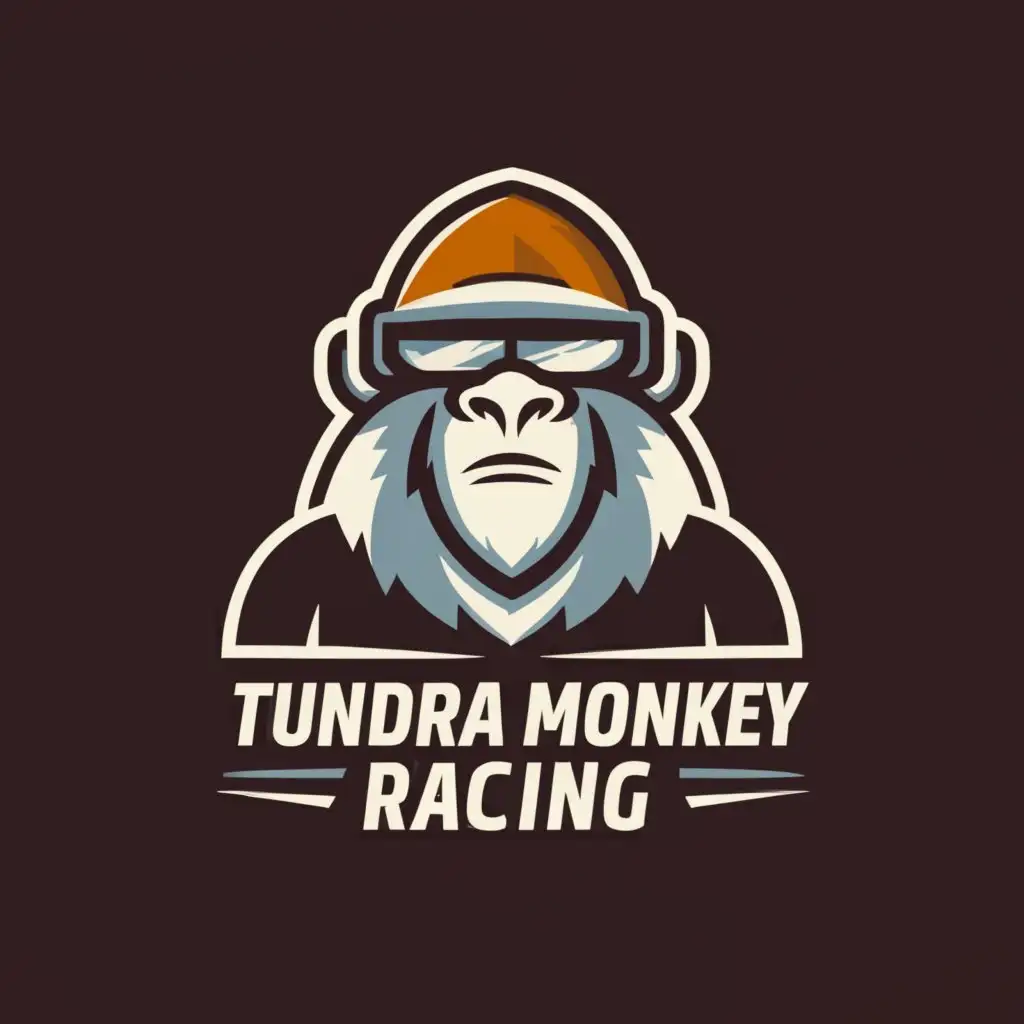 a logo design,with the text "Tundra Monkey Racing", main symbol:Yeti,Minimalistic,be used in Automotive industry,clear background