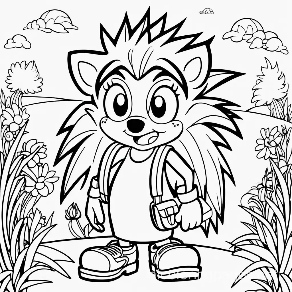 rolo the hedgehog would not come out afraid of the new season. everybody is waiting,
, Coloring Page, black and white, line art, white background, Simplicity, Ample White Space. The background of the coloring page is plain white to make it easy for young children to color within the lines. The outlines of all the subjects are easy to distinguish, making it simple for kids to color without too much difficulty