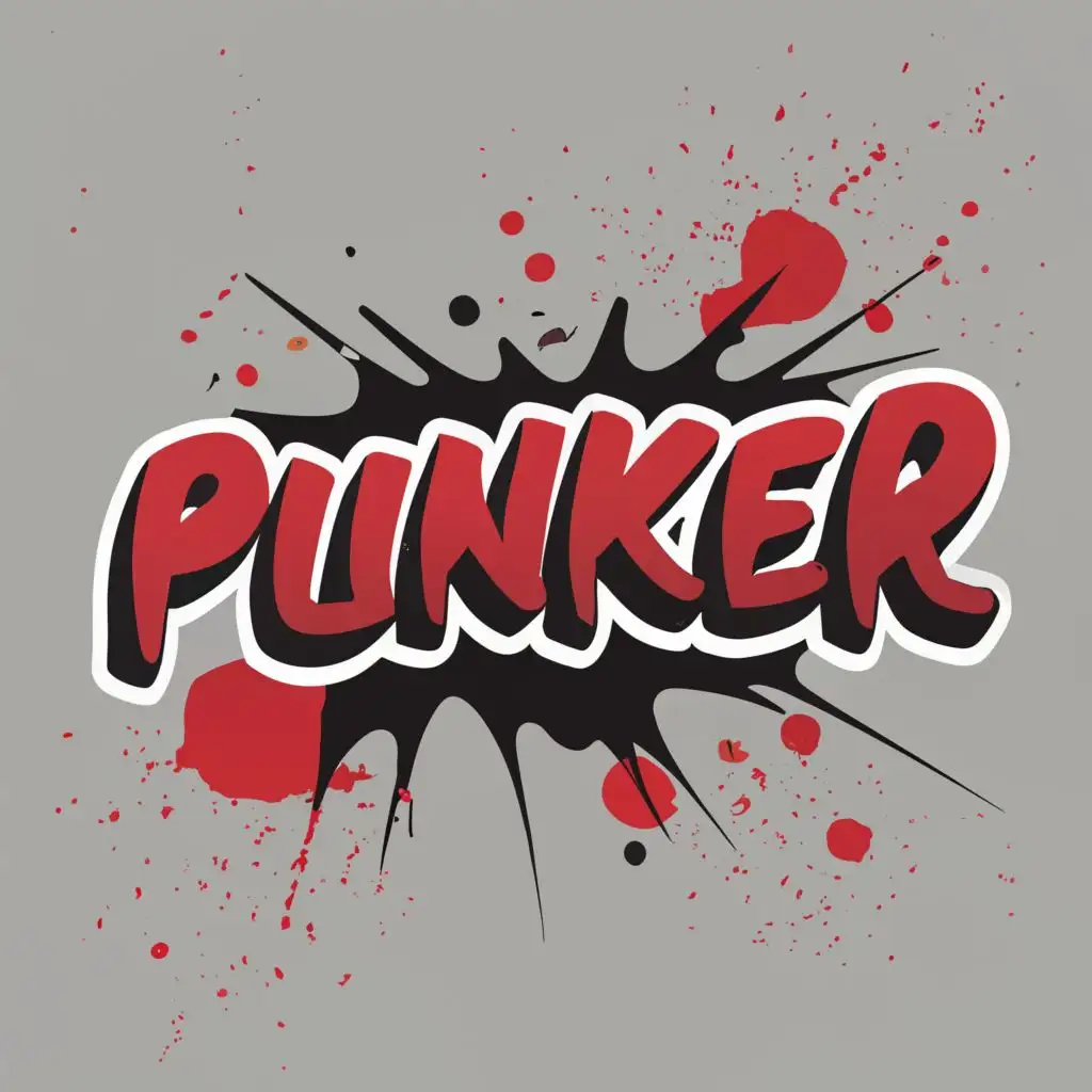 logo, splash of blood, with the text "PUNKER", typography, be used in Internet industry