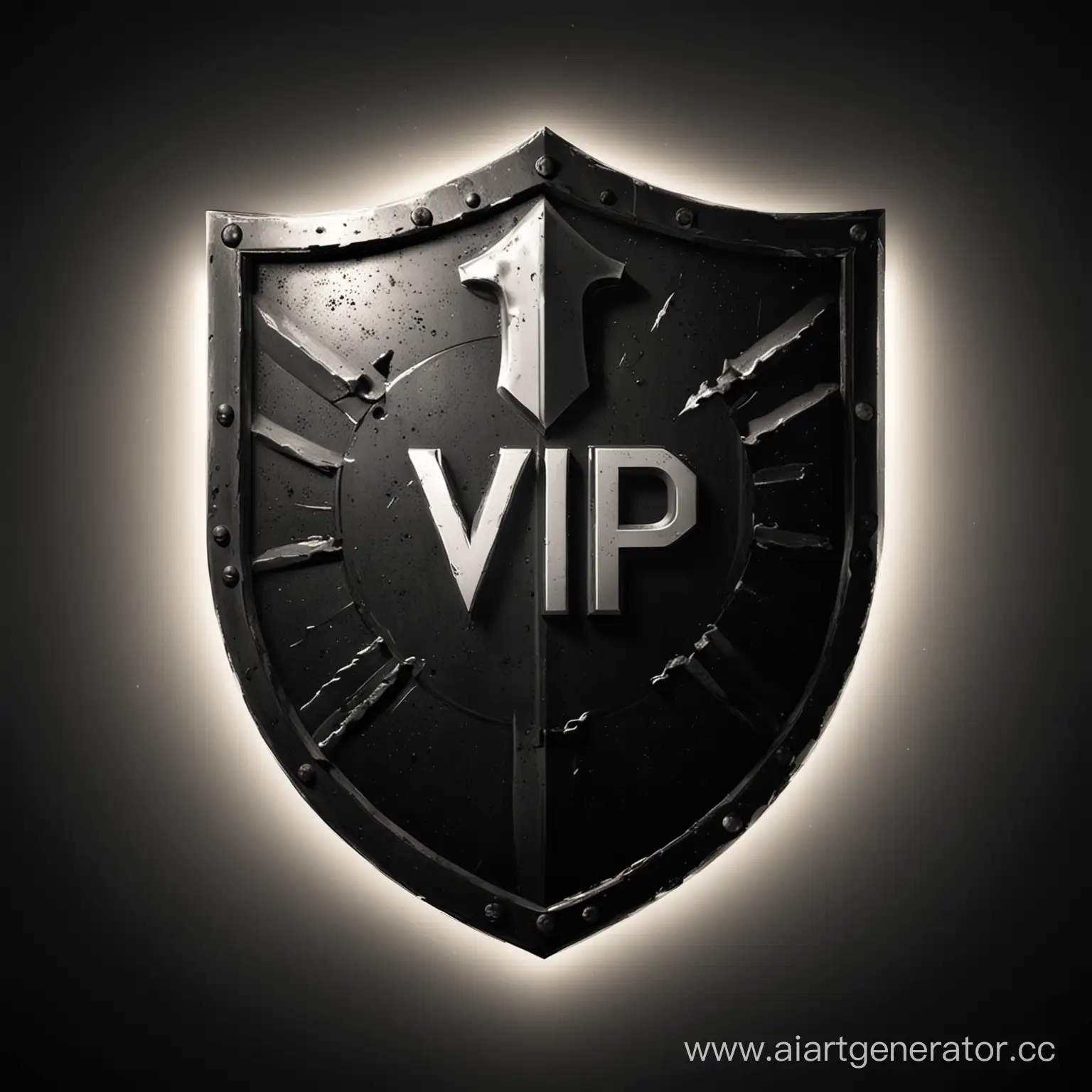 VIP-Monthly-Subscription-Shield-with-Glowing-Inscription-on-Black-Background