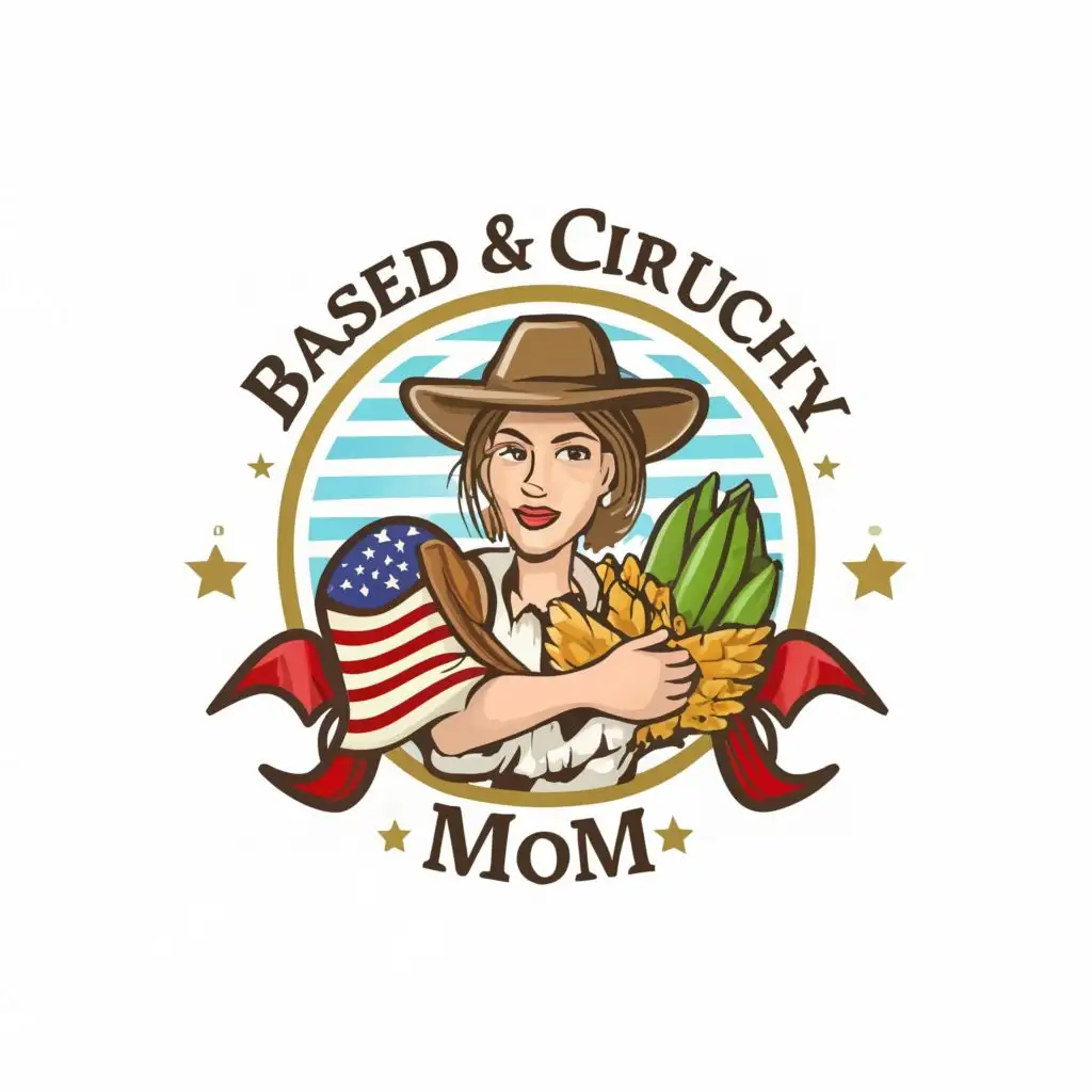 LOGO-Design-For-Based-Crunchy-Chad-Mom-Patriotic-Farm-Salute-with-USA-Theme-and-Typography-for-Beauty-Spa-Industry