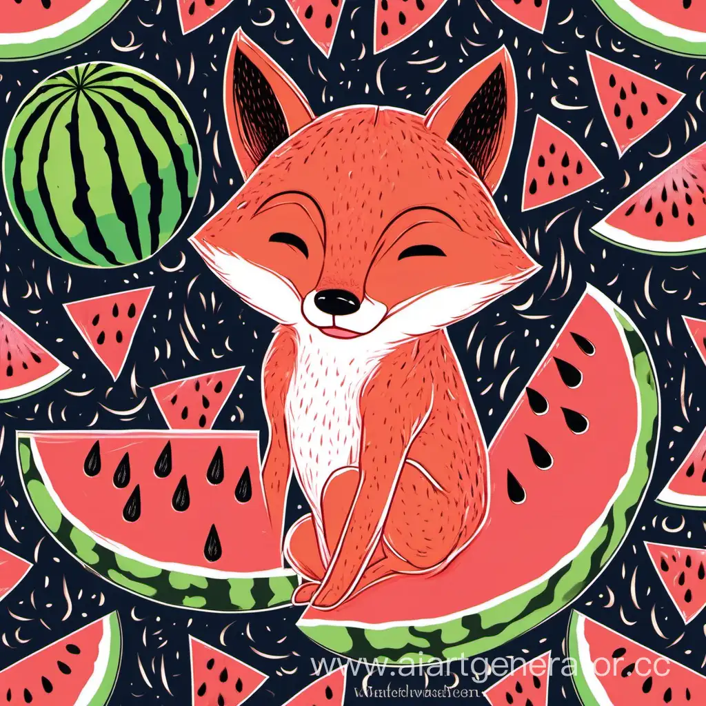 Fox-with-Watermelon-in-Lush-Meadow