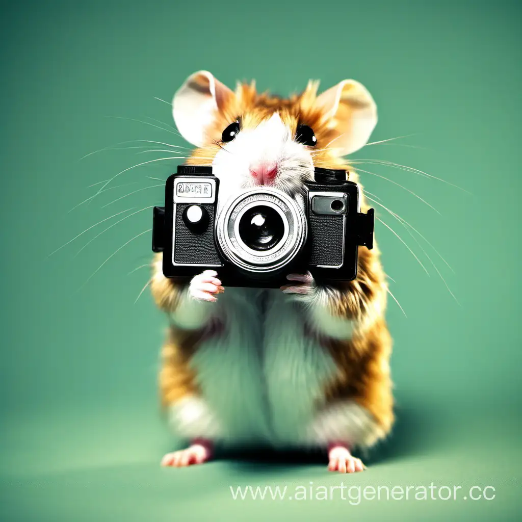 Adorable-Hamster-Posing-with-Vintage-Camera