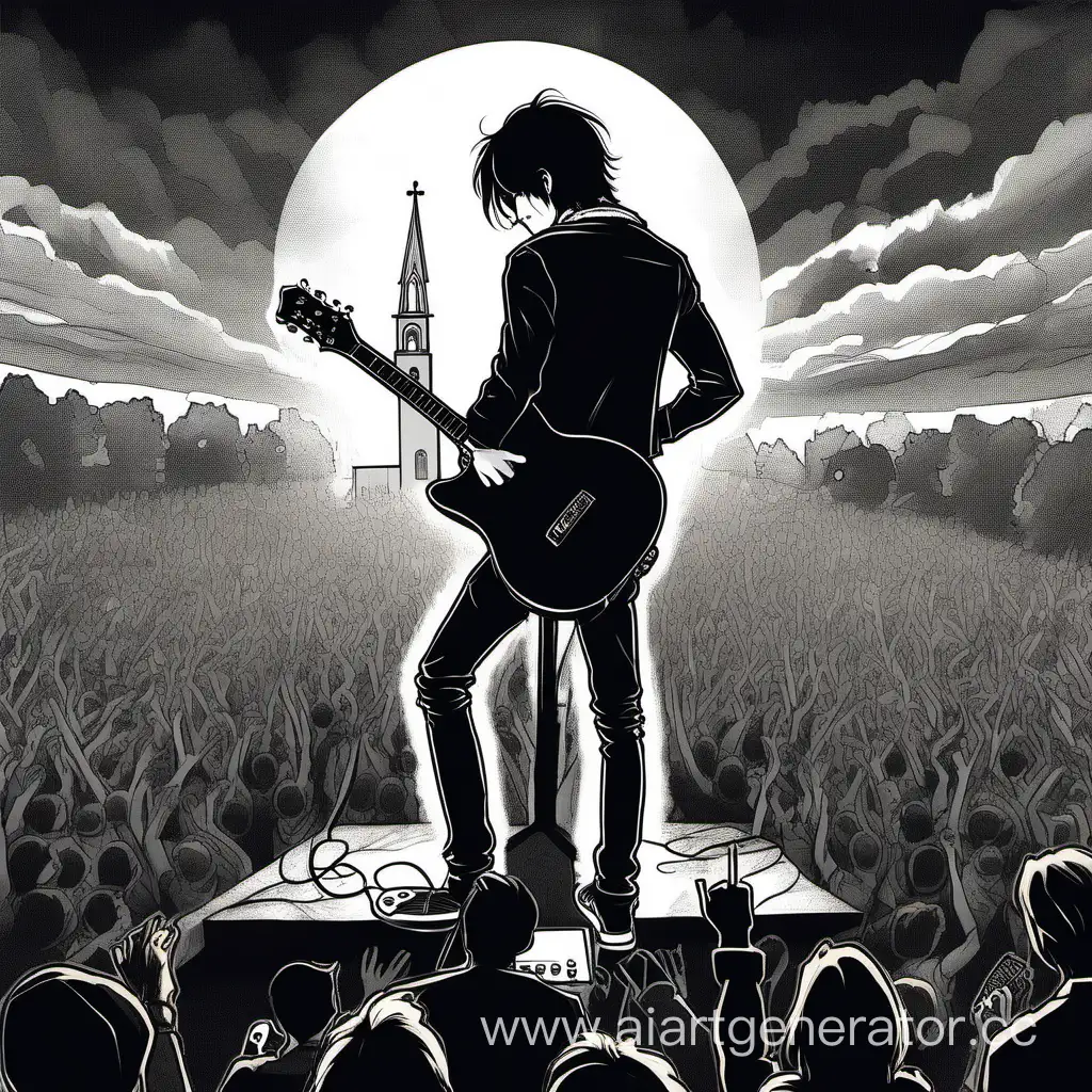 Inspiring-Teen-Guitarist-Rocks-Concert-atop-Hill-with-Church-View