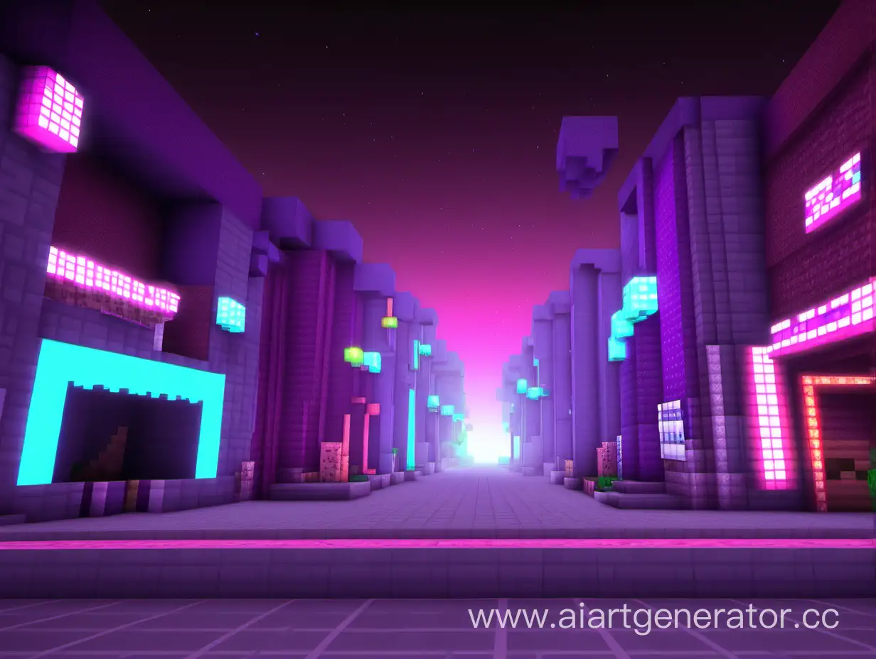 Minecraft, neon, street