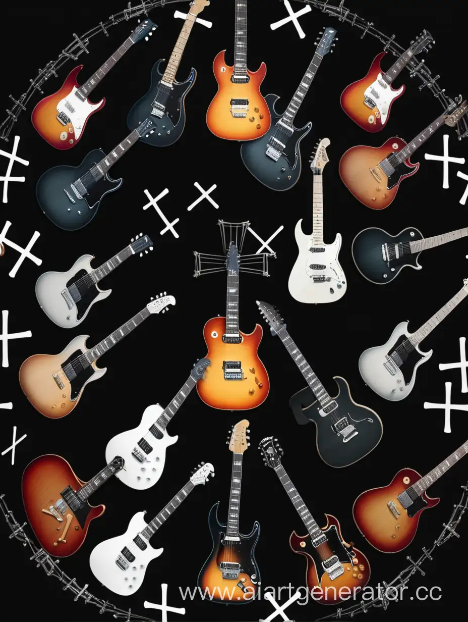 Guitar-Circle-and-Crosses-Illuminated-in-Dark-Ambiance