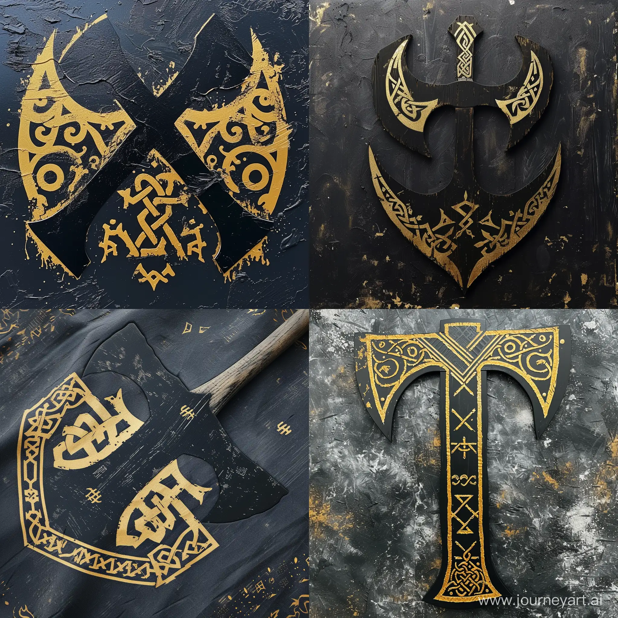 VikingInspired-Black-Ax-Gang-Sign-with-Gold-Designs