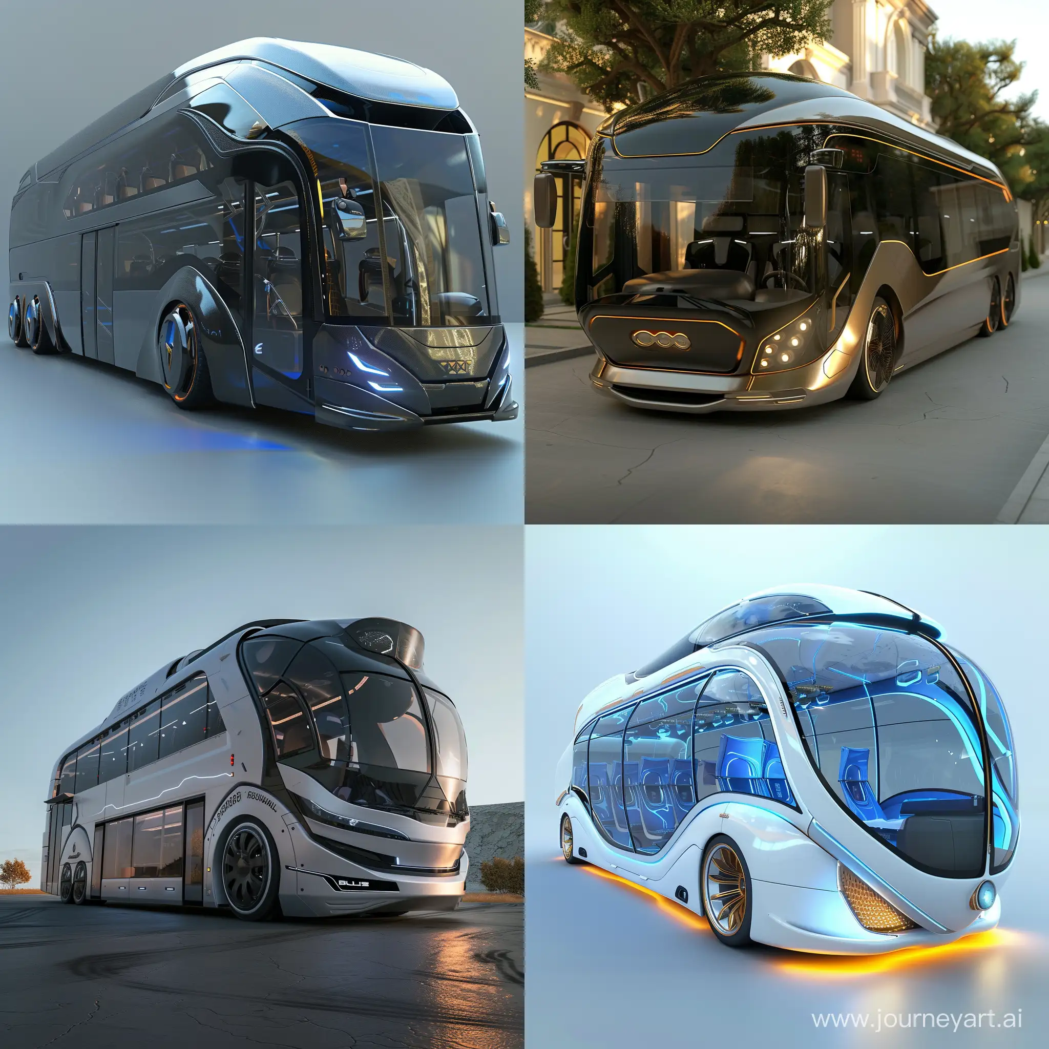 Futuristic bus, durable composite materials, octane render