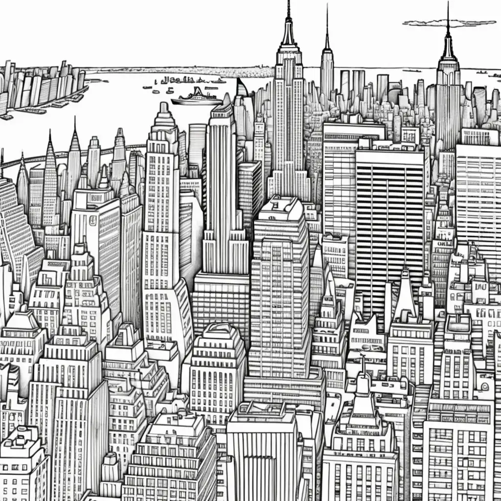 Manhattan Island New York Coloring Pages for Relaxation